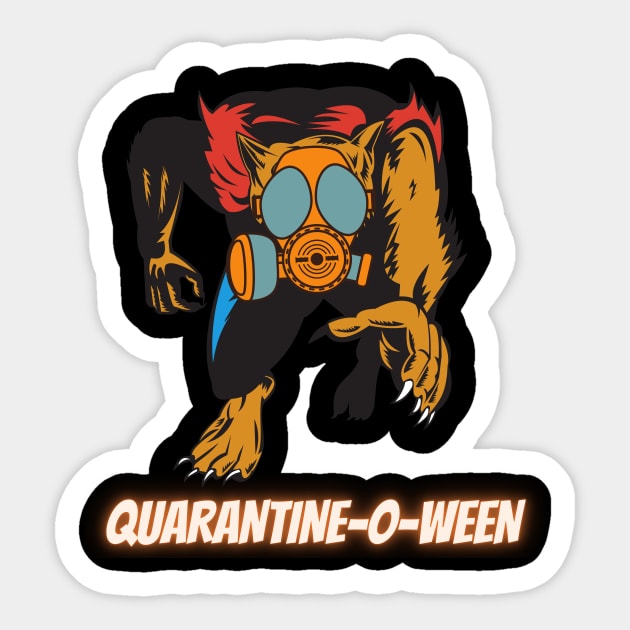 Quarantine-O-Ween Werewolf Lupine Lovers Funny Halloween Costume Funny Lycan Halloween Gift Wolf Lycanthrope Quarantine Mask 2020 Halloween Lycanthropy Sticker by nathalieaynie